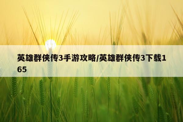 英雄群侠传3手游攻略/英雄群侠传3下载165