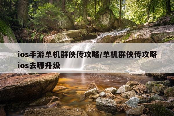 ios手游单机群侠传攻略/单机群侠传攻略ios去哪升级