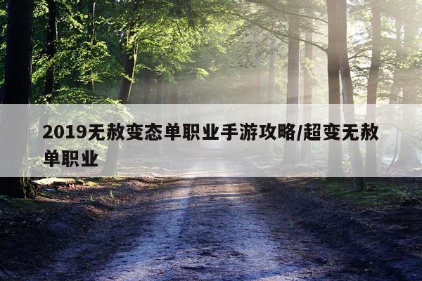 2019无赦变态单职业手游攻略/超变无赦单职业