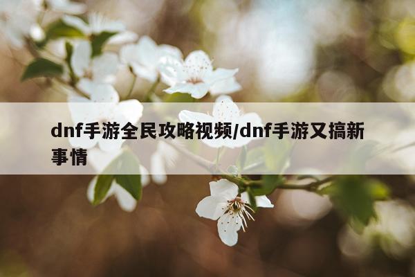 dnf手游全民攻略视频/dnf手游又搞新事情