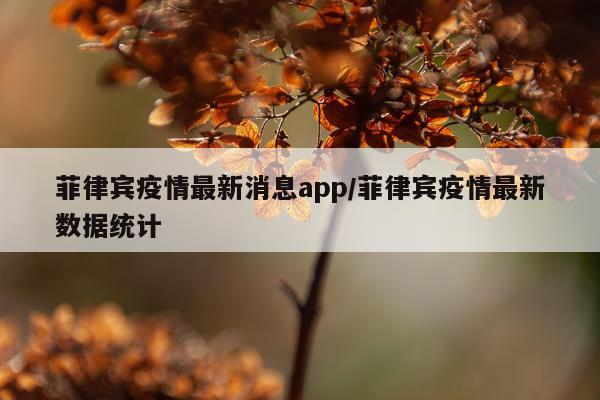 菲律宾疫情最新消息app/菲律宾疫情最新数据统计