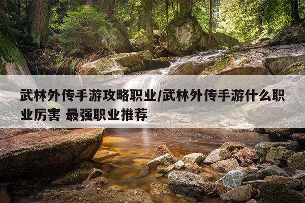 武林外传手游攻略职业/武林外传手游什么职业厉害 最强职业推荐