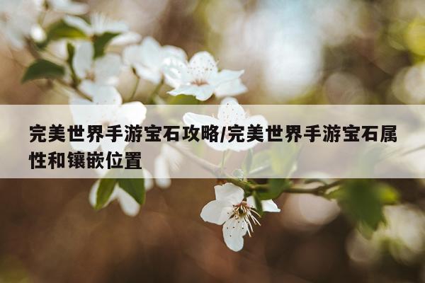 完美世界手游宝石攻略/完美世界手游宝石属性和镶嵌位置