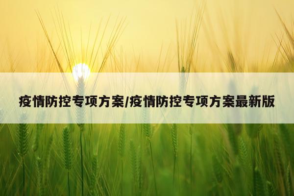 疫情防控专项方案/疫情防控专项方案最新版