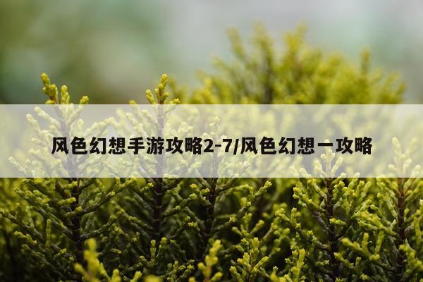 风色幻想手游攻略2-7/风色幻想一攻略