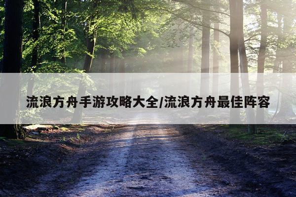 流浪方舟手游攻略大全/流浪方舟最佳阵容