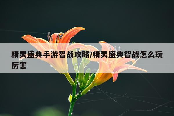 精灵盛典手游智战攻略/精灵盛典智战怎么玩厉害