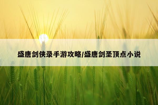 盛唐剑侠录手游攻略/盛唐剑圣顶点小说