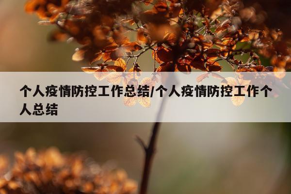 个人疫情防控工作总结/个人疫情防控工作个人总结