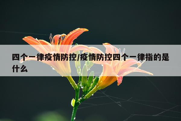 四个一律疫情防控/疫情防控四个一律指的是什么