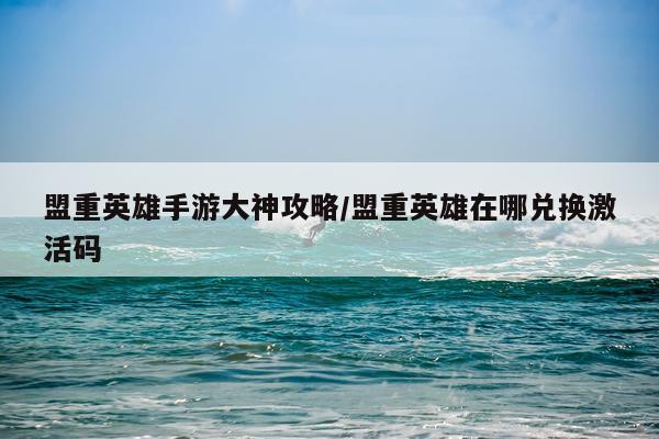 盟重英雄手游大神攻略/盟重英雄在哪兑换激活码