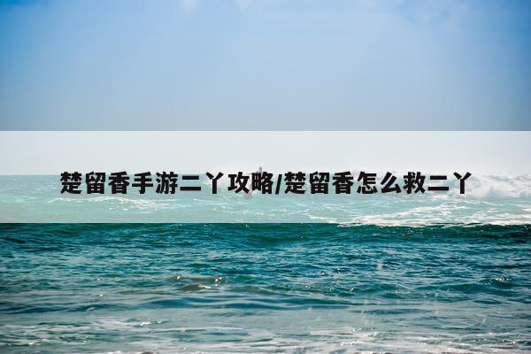 楚留香手游二丫攻略/楚留香怎么救二丫