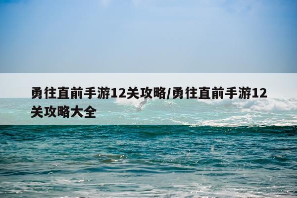 勇往直前手游12关攻略/勇往直前手游12关攻略大全