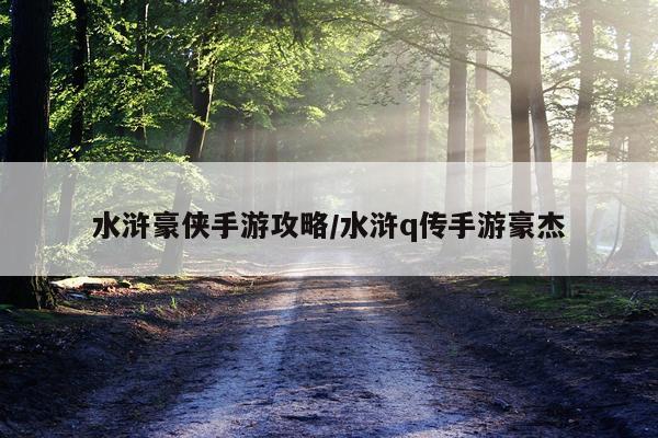水浒豪侠手游攻略/水浒q传手游豪杰