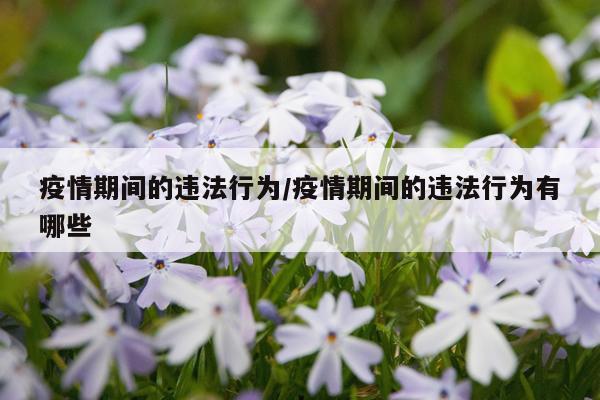 疫情期间的违法行为/疫情期间的违法行为有哪些