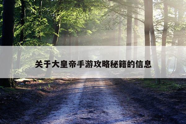 关于大皇帝手游攻略秘籍的信息