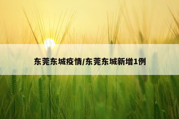 东莞东城疫情/东莞东城新增1例