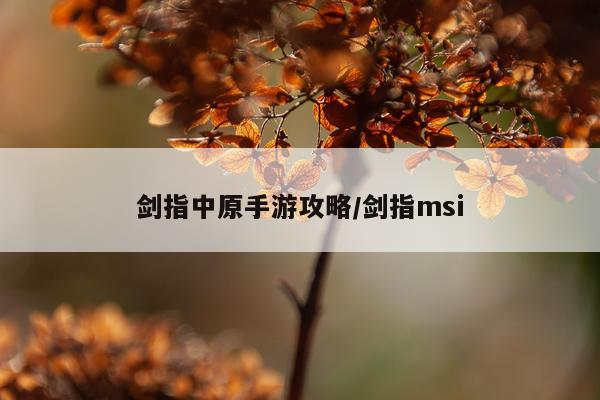 剑指中原手游攻略/剑指msi