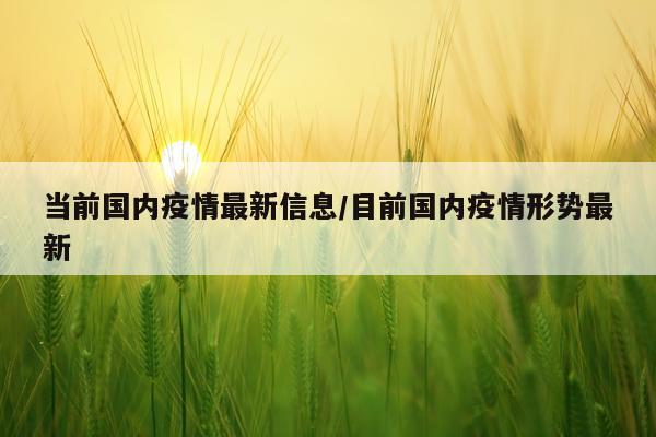 当前国内疫情最新信息/目前国内疫情形势最新