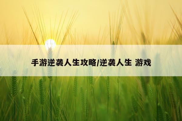 手游逆袭人生攻略/逆袭人生 游戏
