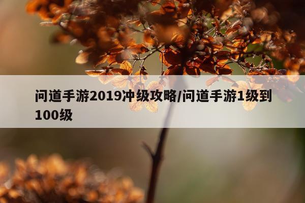 问道手游2019冲级攻略/问道手游1级到100级