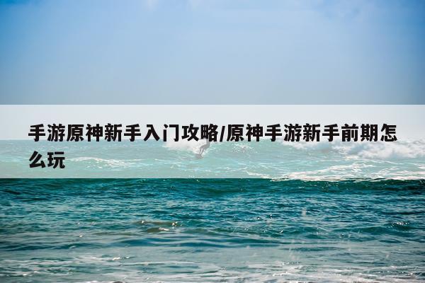 手游原神新手入门攻略/原神手游新手前期怎么玩