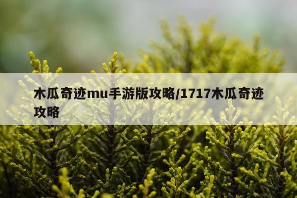 木瓜奇迹mu手游版攻略/1717木瓜奇迹攻略