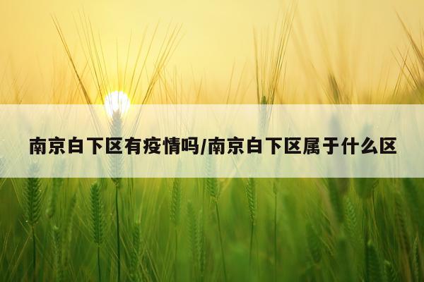 南京白下区有疫情吗/南京白下区属于什么区