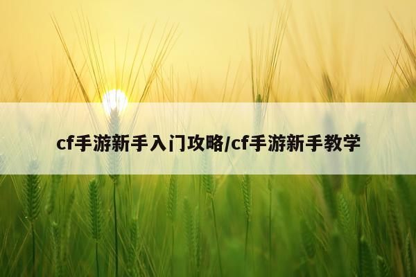 cf手游新手入门攻略/cf手游新手教学