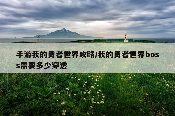 手游我的勇者世界攻略/我的勇者世界boss需要多少穿透