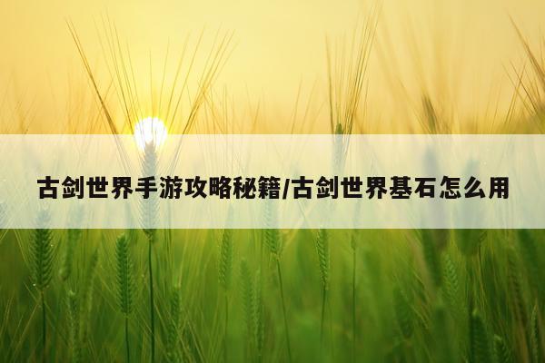 古剑世界手游攻略秘籍/古剑世界基石怎么用