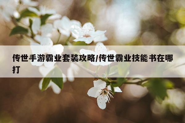 传世手游霸业套装攻略/传世霸业技能书在哪打