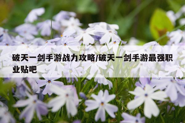 破天一剑手游战力攻略/破天一剑手游最强职业贴吧