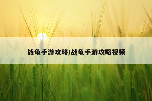 战龟手游攻略/战龟手游攻略视频