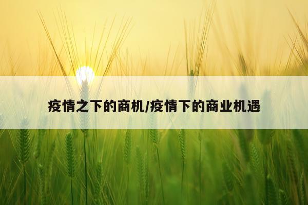 疫情之下的商机/疫情下的商业机遇