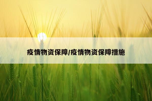 疫情物资保障/疫情物资保障措施
