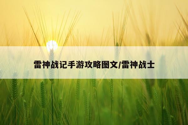 雷神战记手游攻略图文/雷神战士