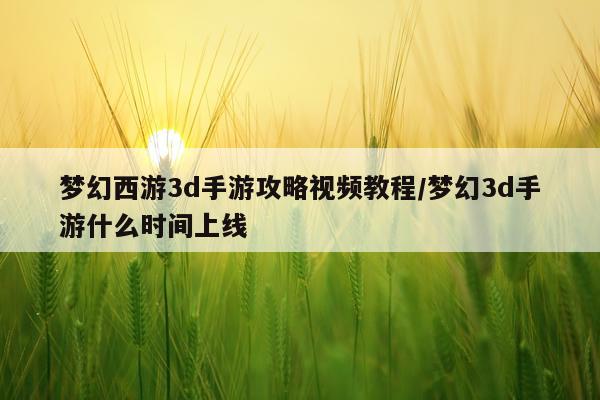 梦幻西游3d手游攻略视频教程/梦幻3d手游什么时间上线