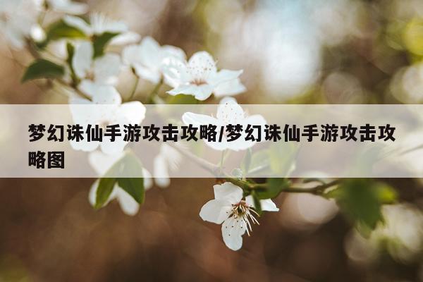 梦幻诛仙手游攻击攻略/梦幻诛仙手游攻击攻略图