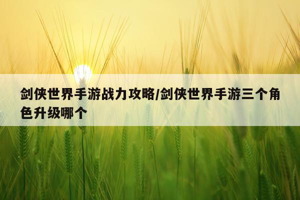 剑侠世界手游战力攻略/剑侠世界手游三个角色升级哪个
