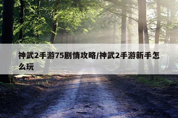 神武2手游75剧情攻略/神武2手游新手怎么玩