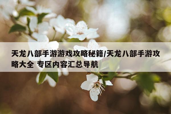 天龙八部手游游戏攻略秘籍/天龙八部手游攻略大全 专区内容汇总导航