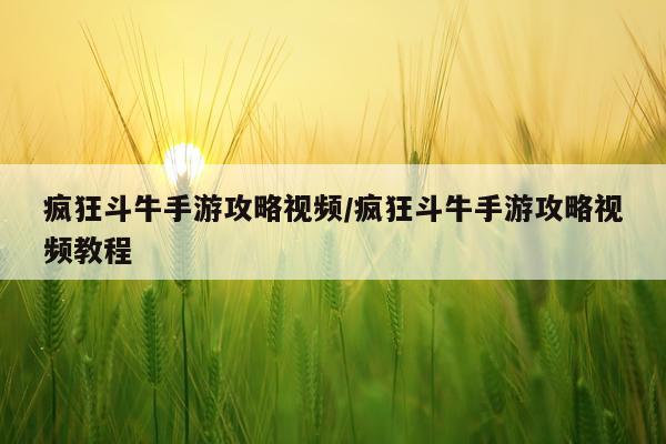 疯狂斗牛手游攻略视频/疯狂斗牛手游攻略视频教程