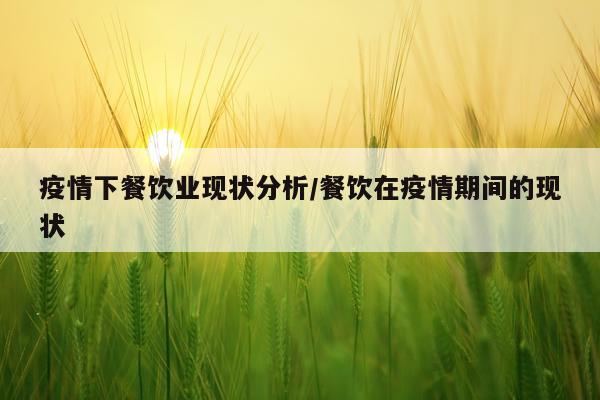 疫情下餐饮业现状分析/餐饮在疫情期间的现状