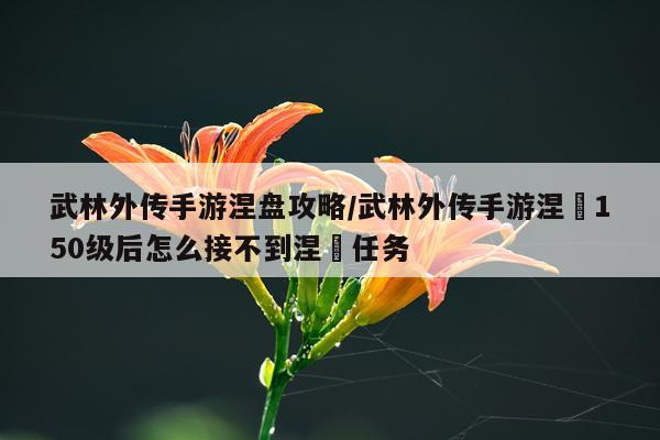 武林外传手游涅盘攻略/武林外传手游涅槃150级后怎么接不到涅槃任务
