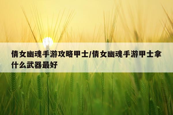倩女幽魂手游攻略甲士/倩女幽魂手游甲士拿什么武器最好