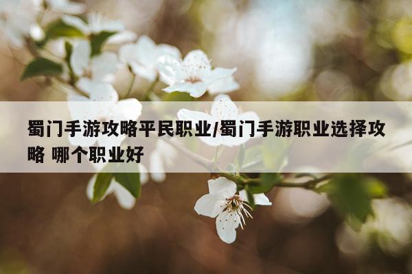 蜀门手游攻略平民职业/蜀门手游职业选择攻略 哪个职业好