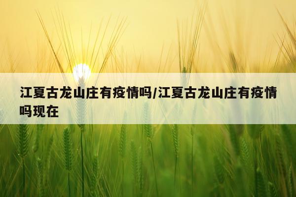 江夏古龙山庄有疫情吗/江夏古龙山庄有疫情吗现在