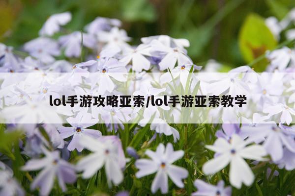 lol手游攻略亚索/lol手游亚索教学