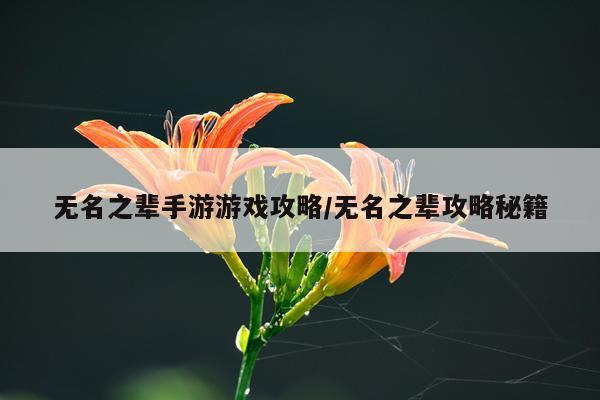 无名之辈手游游戏攻略/无名之辈攻略秘籍